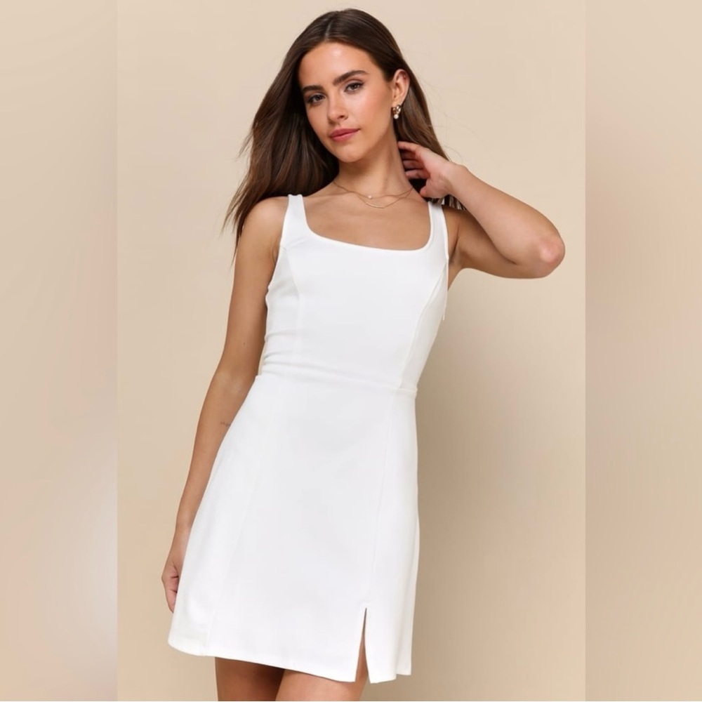 Lulu's Always Admired White Sleeveless Mini Dress Stretch S